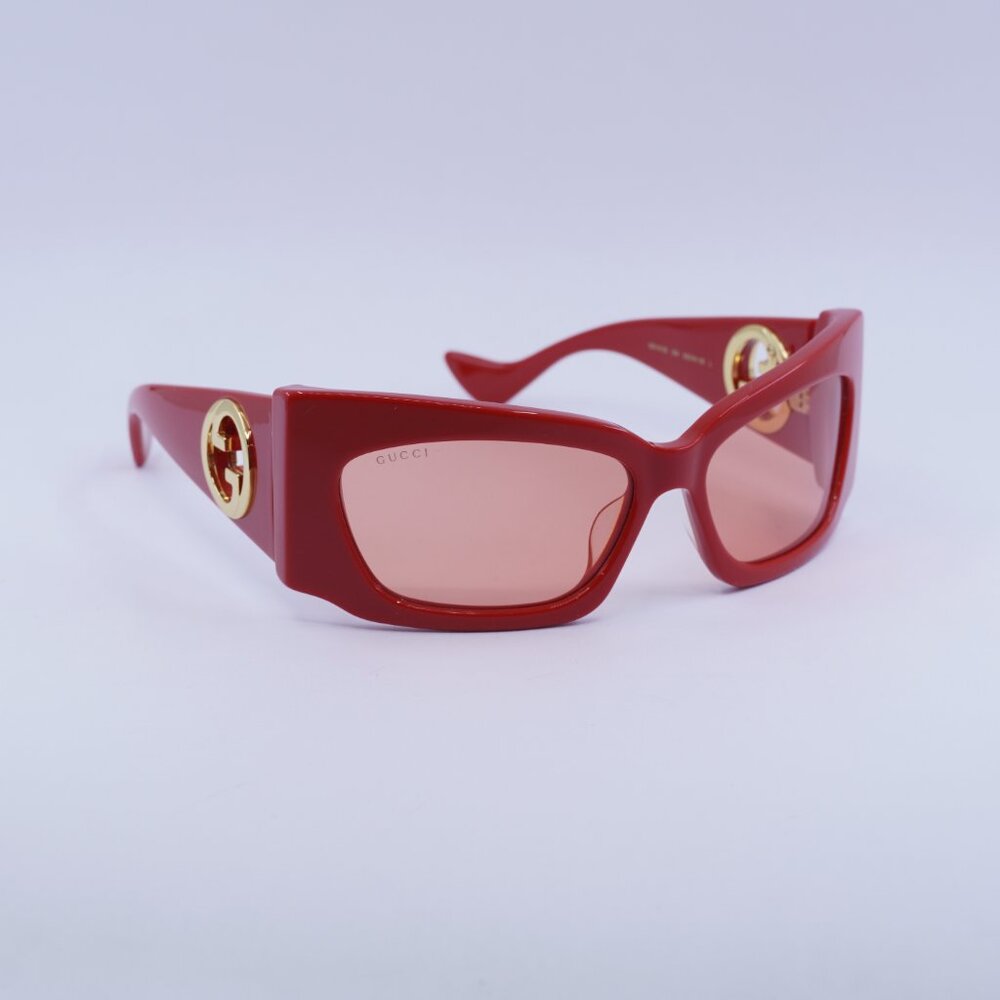 🕶️ New Gucci GG1412S 004 Sunglasses - Red Frame, Red Lenses - Picture 2 of 12